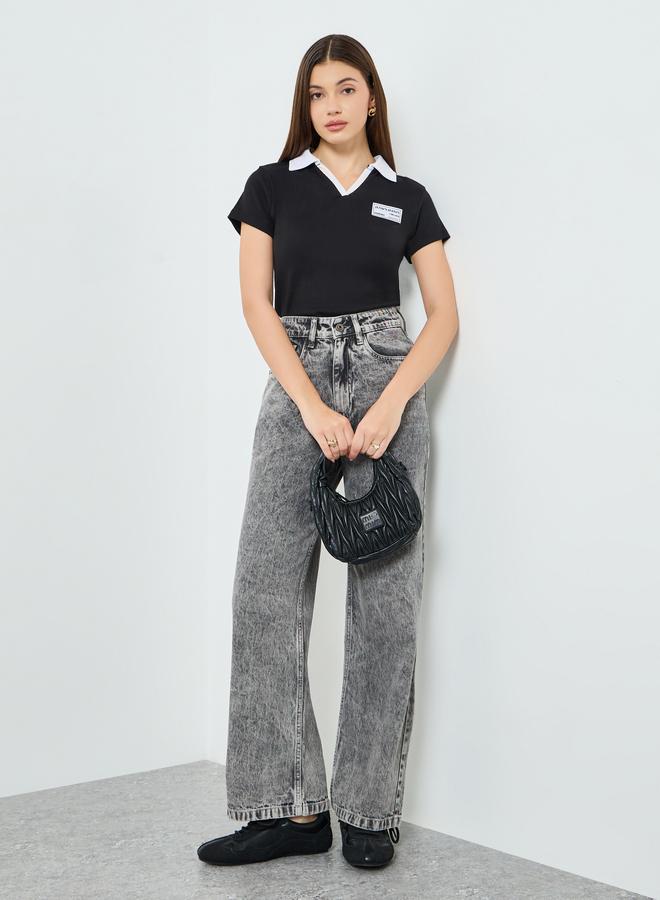 ستايلي جينز بخصر عالي وأرجل واسعة - Image 4